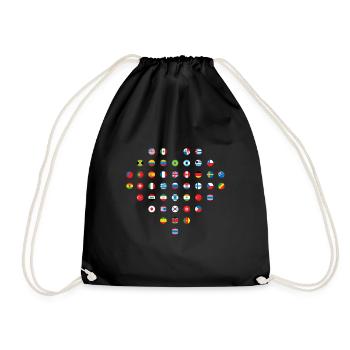 International countries flags addicted to travel - Drawstring Bag - black - Front