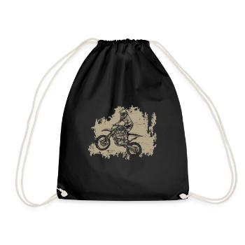 Retro Vintage Motocross Cross Motorrad Geschenk - Turnbeutel - Schwarz - Vorne