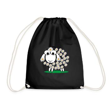 Schaf und schlafshirt Wolle Geschenk Lamm Tier - Turnbeutel - Schwarz - Vorne