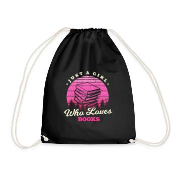 Girl Loves Books - Drawstring Bag - black - Front