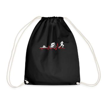 Heartbeat for triathlon swim bike run - Drawstring Bag - black - Front