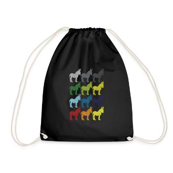 Neon Pop Art Retro Donkey Mule Gift - Drawstring Bag - black - Front