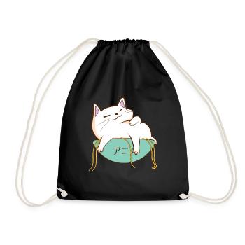 Anime chat ramen plein - Sac de sport léger - noir - Devant