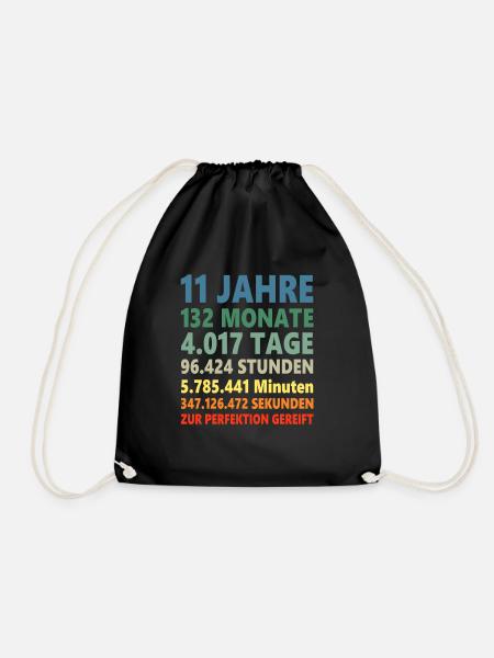 11ter Geburtstag 11 Jahre Geschenk - Turnbeutel - Schwarz