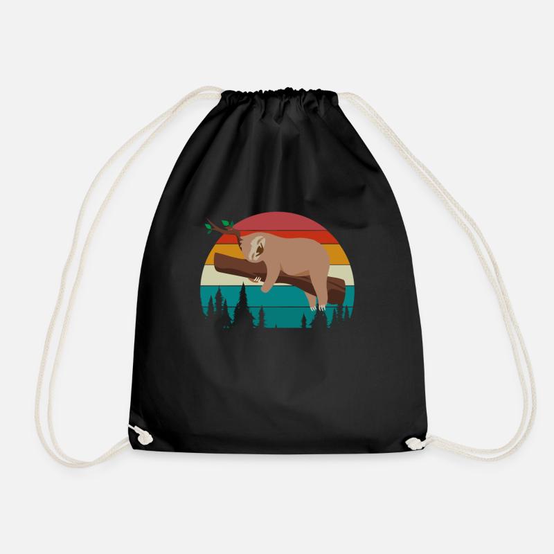Funny sloth Tired sloth Sloth mode - Drawstring Bag - black