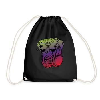 Casque DJ boxeur allemand lunettes de soleil chien Rav - Sac de sport léger - noir - Devant