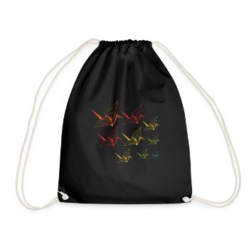 Origami crane cranes Japanese art gift - Drawstring Bag - black - Front