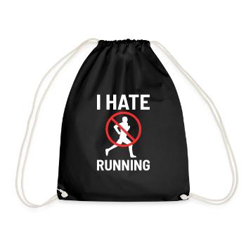I Hate Running Run Jogging Fitness Training Gift - Drawstring Bag - black - Front