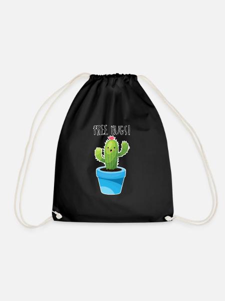 free hugs kaktus umarmung lustig geschenk hug me - Turnbeutel - Schwarz