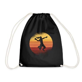 Handball Sport Team Handballer Sprungwurf Geschenk - Turnbeutel - Schwarz - Vorne