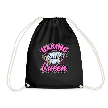Funny baking queen women cake gift - Drawstring Bag - black - Front