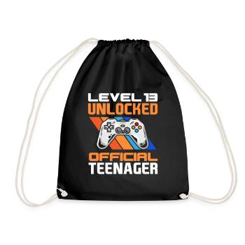 13. Geburtstag Jungen Teenager Geburtstag Gamer - Turnbeutel - Schwarz - Vorne