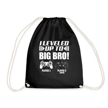 I Leveled Up To Big Bro! I'm going to be big brother - Drawstring Bag - black - Front