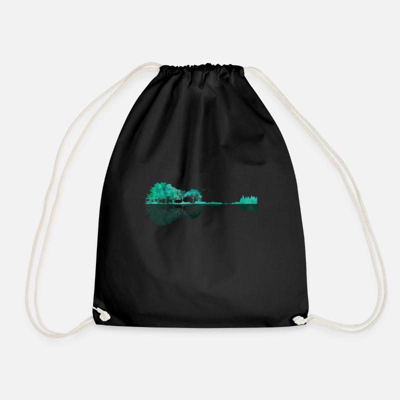 Guitar lake shadow landscape music love guitar - Drawstring Bag - black