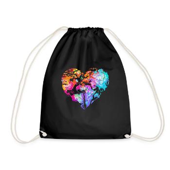 Stop racism design colorful world heart symbol - Drawstring Bag - black - Front