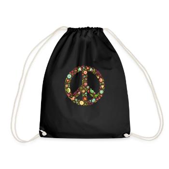 Peace flower freedom love movement 70s - Drawstring Bag - black - Front