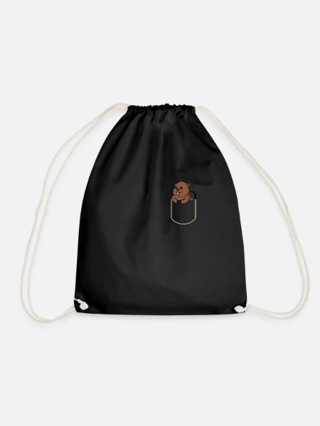 Biber in Der Brusttasche Nagetier T-Shirt - Turnbeutel - Schwarz