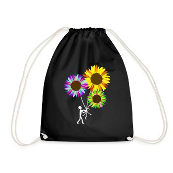 bunter Sonnenblumen Strauß - Turnbeutel - Schwarz - Vorne