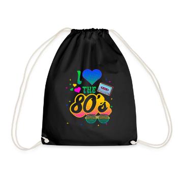 Love the eighties sunglasses cassette - Drawstring Bag - black - Front