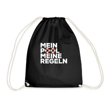 Bademeister Pool Schwimmbad Regeln Geschenk - Turnbeutel - Schwarz - Vorne