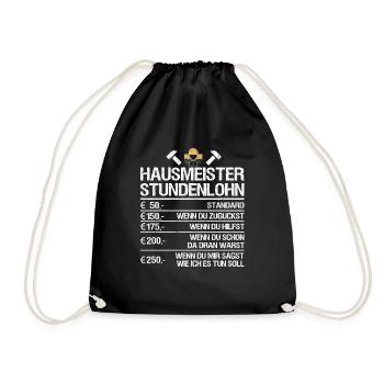 Hausmeister Hauswart Geschenk Facility Manager - Turnbeutel - Schwarz - Vorne