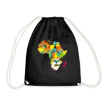 Roar Africa Map Lion Face Reggae Rasta Gift - Drawstring Bag - black - Front