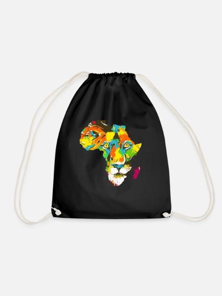 Roar Africa Karte Löwengesicht Reggae Rasta Geschenk - Turnbeutel - Schwarz