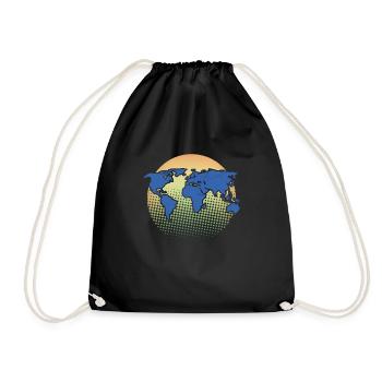 World Globus Weltkugel erde - Turnbeutel - Schwarz - Vorne