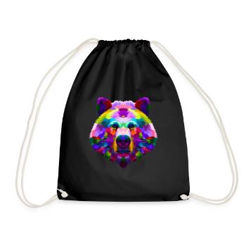 Bunte Bären Illustration Berg Wald Tier - Turnbeutel - Schwarz - Vorne