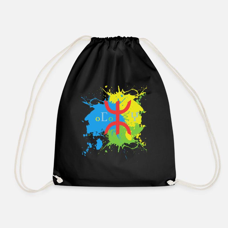 Amazigh Splash Art Design Berber Amazigh Flag - Drawstring Bag - black
