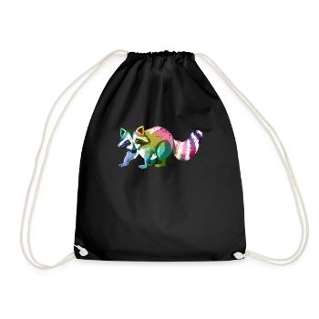 Raccoon cute animal - Drawstring Bag - black - Front