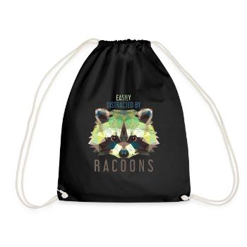 Raccoon animal - Drawstring Bag - black - Front