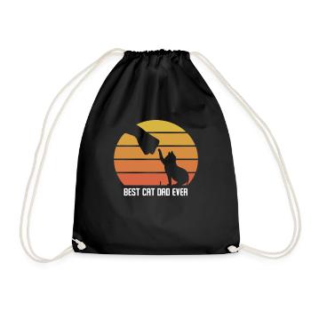 Best cat dad ever Katzenpapa Geschenk Katze Retro - Turnbeutel - Schwarz - Vorne