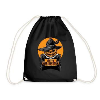 Happy Halloween Sorcière Citrouille Effrayant Lune - Sac de sport léger - noir - Devant