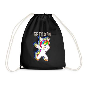 Ketamin Dabbing Unicorn Keta Einhorn Techno Rave D - Turnbeutel - Schwarz - Vorne