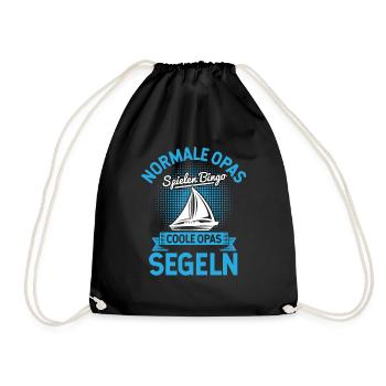 Opa Bingo Rentner Enkel Segelboot Lustiges Segler - Turnbeutel - Schwarz - Vorne
