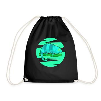 Chameleon Gecko Exotic - Drawstring Bag - black - Front