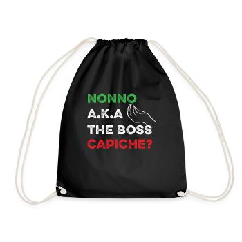 Funny Italian Shirt - The Boss Shirt - Funny Itali - Drawstring Bag - black - Front