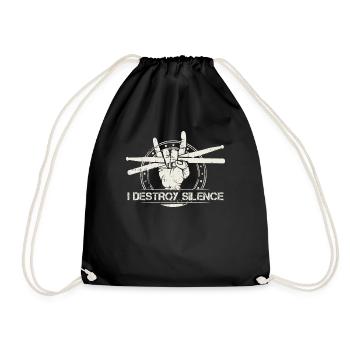 Conception drôle de batteur | Percussion cadeau musicien - Sac de sport léger - noir - Devant