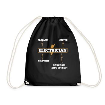 Fun Gift For Electricians Electrician Sarcasm - Drawstring Bag - black - Front