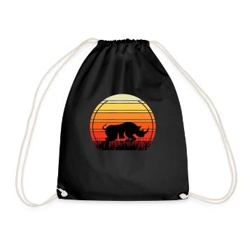 Retro Rhino Zoo - Drawstring Bag - black - Front