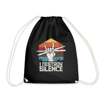Conception drôle de batteur | Percussion cadeau musicien - Sac de sport léger - noir - Devant
