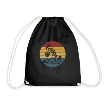 Downhill stunt | Mountain bike mountains bike jump - Drawstring Bag - black - Front