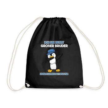 Großer Bruder Kleine Schwester Dabbing Pinguin Dab - Turnbeutel - Schwarz - Vorne