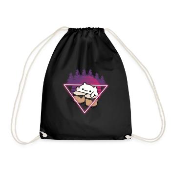 Bongo Cat Meme Retro 80s Vaporwave Outrun - Sac de sport léger - noir - Devant