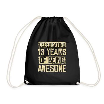 13 Years Awesome - Turnbeutel - Schwarz - Vorne