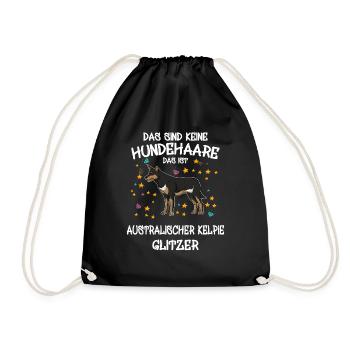 Australischer Kelpie Glitzer Hunde Halter Geschenk - Turnbeutel - Schwarz - Vorne