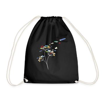Livres de pissenlit Conception de cadeau de lecteur floral de fleur - Sac de sport léger - noir - Devant
