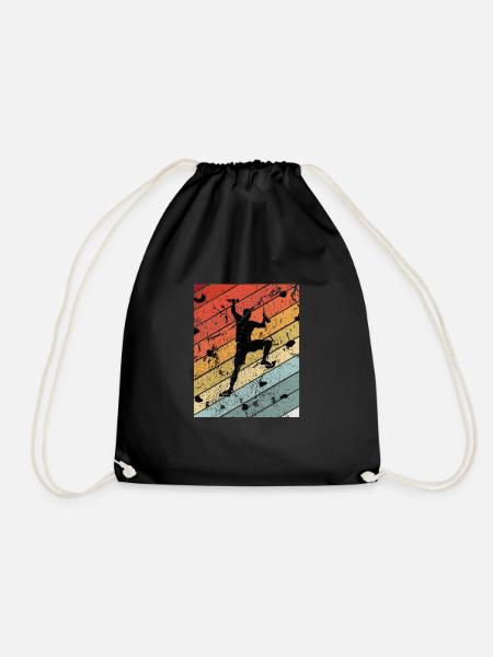 Retro Bouldern Geschenk - Turnbeutel - Schwarz