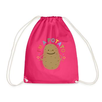 Ich bin ein Kartoffeldesign, Pommes Frites Design, Kartoffel - Turnbeutel - Fuchsia - Vorne